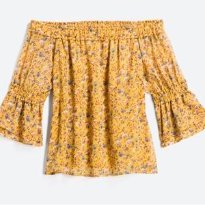 Yellow floral Stitch Fix off the shoulder blouse